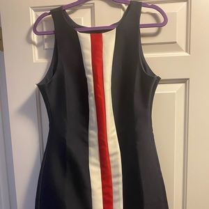 Camilyn Beth navy with red and white stripe mini dress